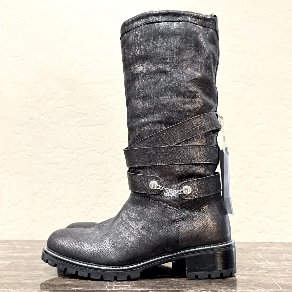NEW Ross & Snow Alessandra Leather and Shearling Lined Boots